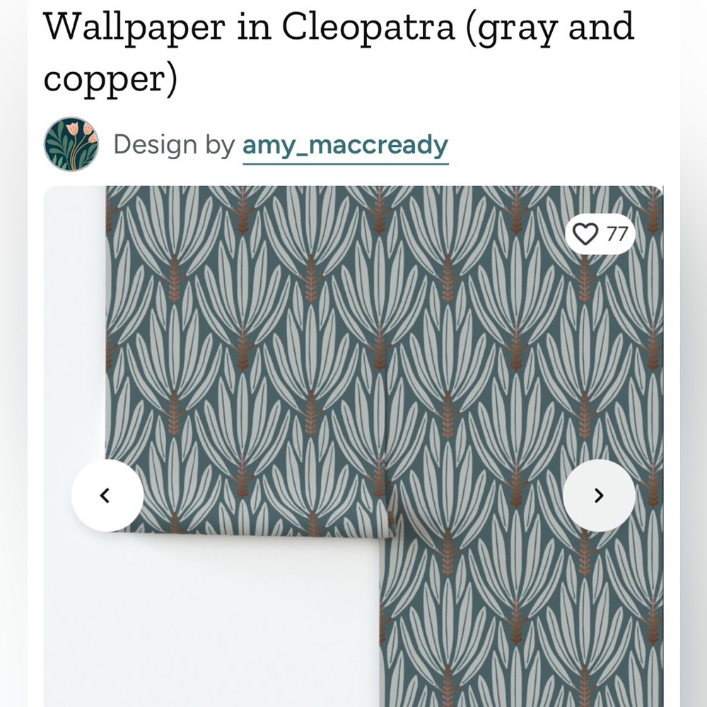 Spoonflower Wallpaper in Cleopatra (gray and copper)